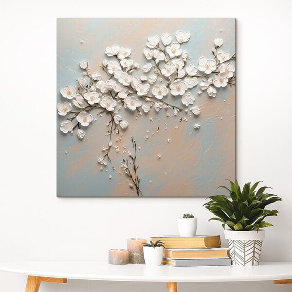 Weiße Blumen auf blauem und weißem Hintergrund Weiße Blumen auf blauem und weißem Hintergrund