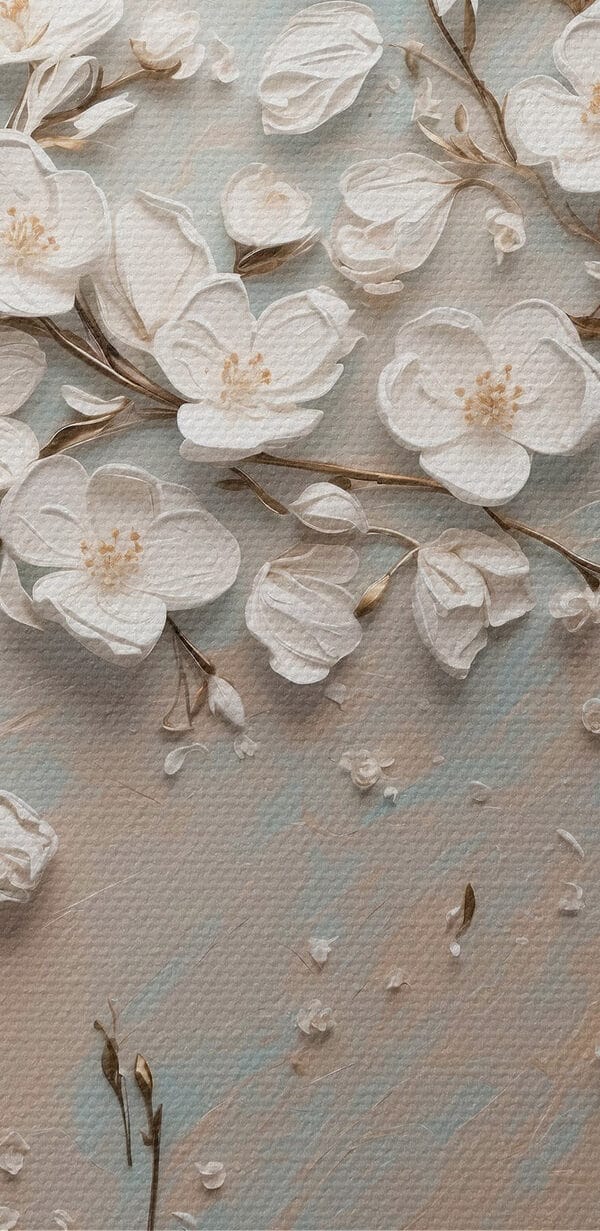 Weiße Blumen auf blauem und weißem Hintergrund Weiße Blumen auf blauem und weißem Hintergrund