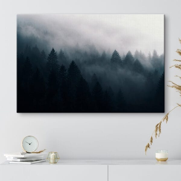 Nebliger Wald mit Bäumen Nebliger Wald mit Bäumen