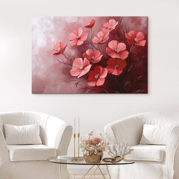 Wandbilder Wandbilder Gemälde von Blumen auf einem rosa Hintergrund (Artikelnummer: s42970)