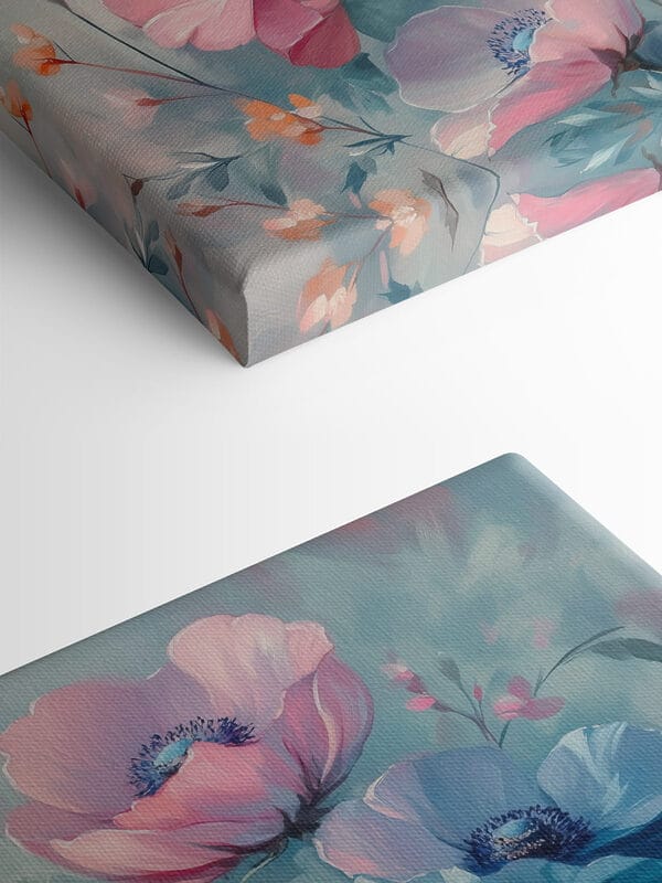 Painting of flowers on a blue background Painting of flowers on a blue background