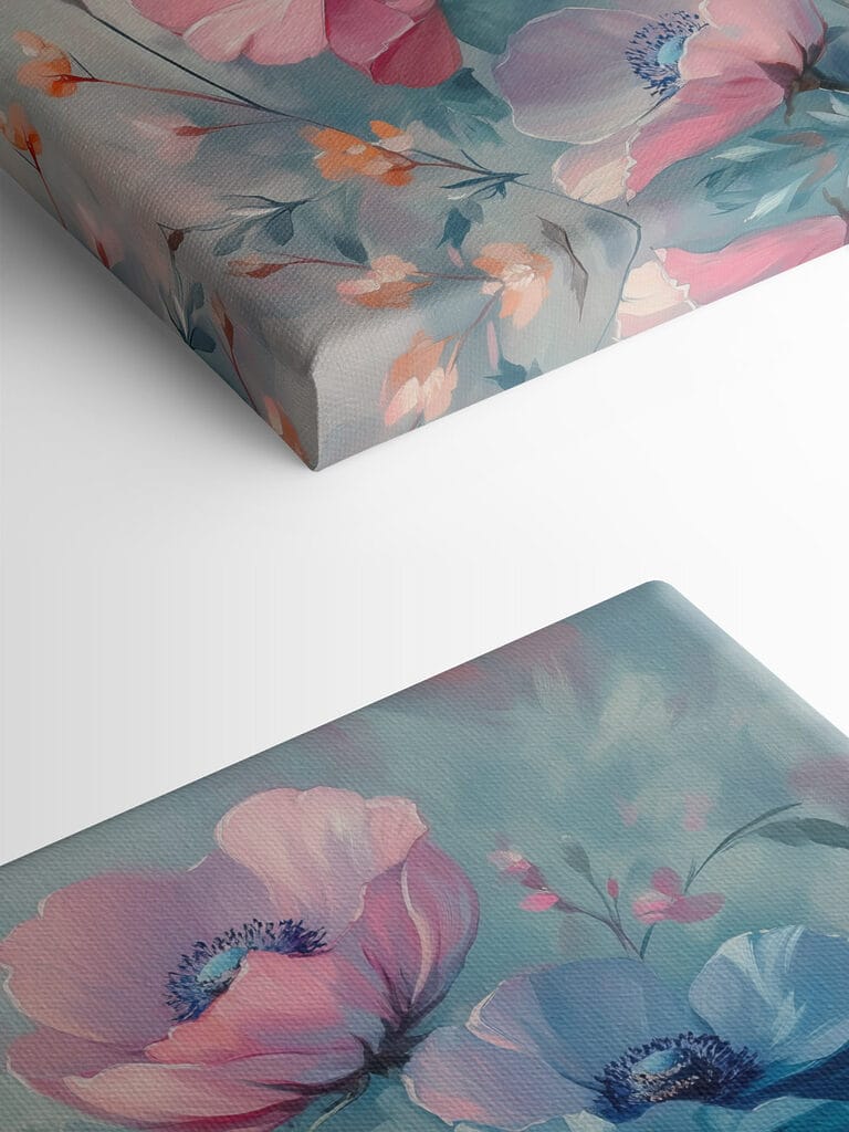 Painting of flowers on a blue background Painting of flowers on a blue background