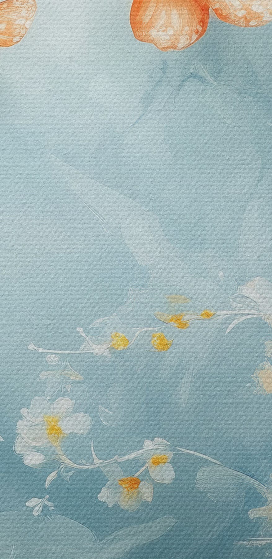 Schmetterlinge und Blumen auf einem blauen Hintergrund Schmetterlinge und Blumen auf einem blauen Hintergrund