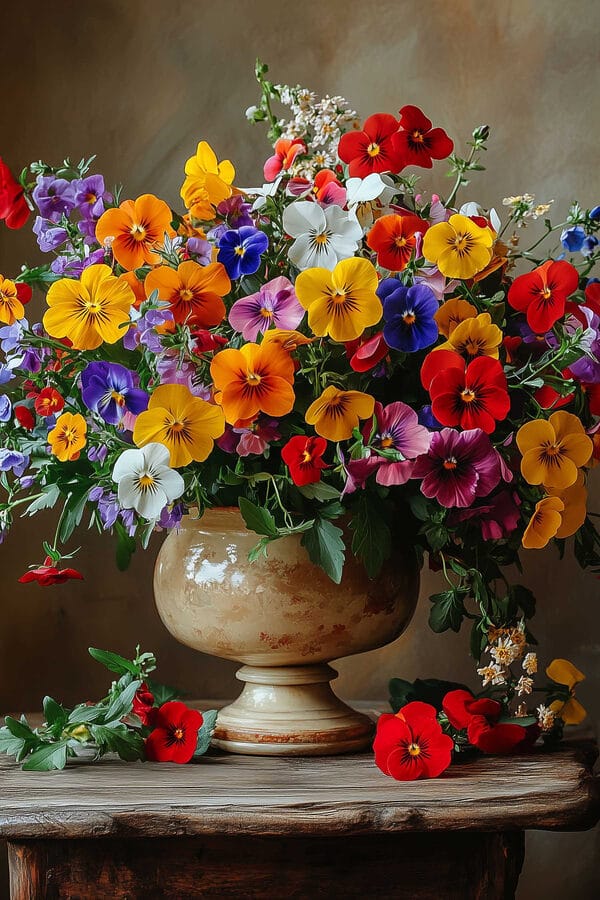Vase mit bunten Blumen Vase mit bunten Blumen