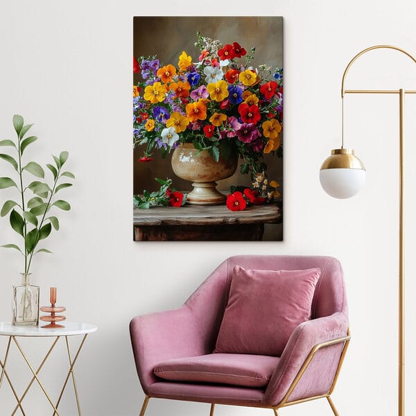 Vase mit bunten Blumen Vase mit bunten Blumen