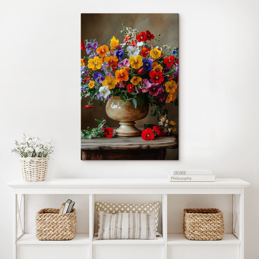 Vase mit bunten Blumen