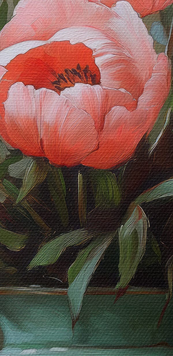 Gemälde mit rosa Blumen in einer Vase Gemälde mit rosa Blumen in einer Vase