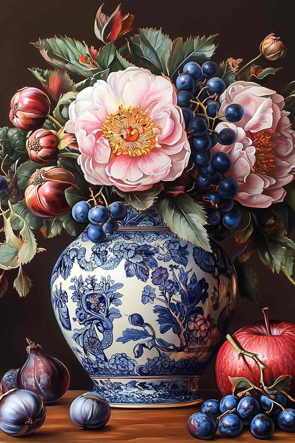 Gemälde von Blumen in einer Vase Gemälde von Blumen in einer Vase