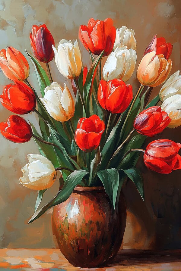 Gemälde von Blumen in einer Vase Gemälde von Blumen in einer Vase