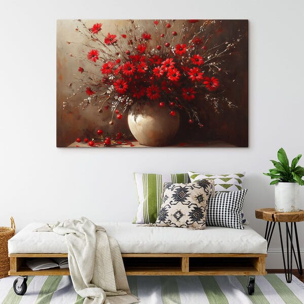 Vase mit roten Blumen Vase mit roten Blumen
