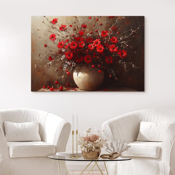 Vase mit roten Blumen Vase mit roten Blumen