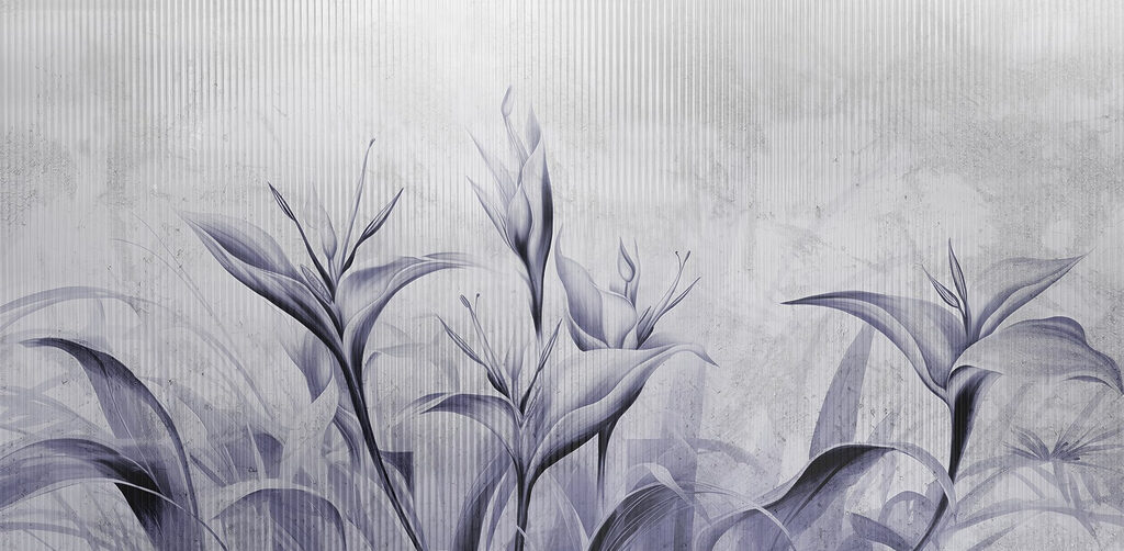 Gemälde mit Blumen an einer Wand Gemälde mit Blumen an einer Wand