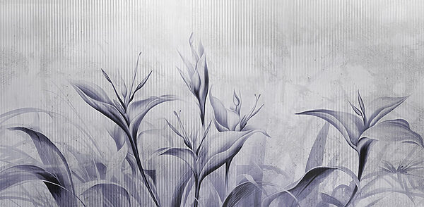 Gemälde mit Blumen an einer Wand Gemälde mit Blumen an einer Wand