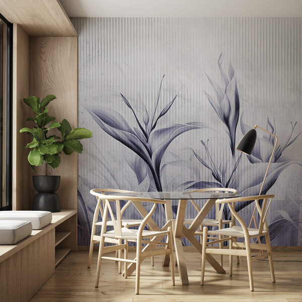 Gemälde mit Blumen an einer Wand Gemälde mit Blumen an einer Wand