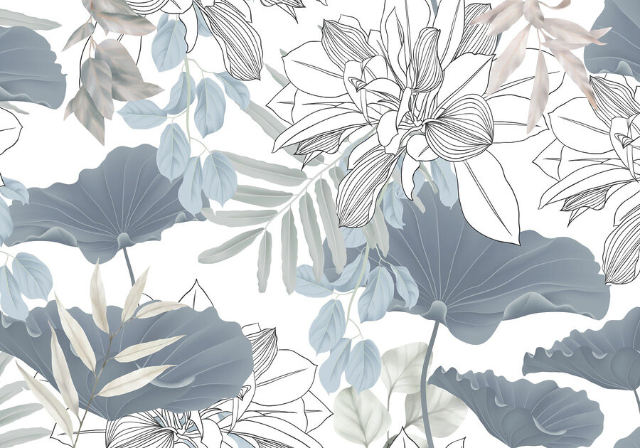 Florales Muster mit Blättern und Blumen