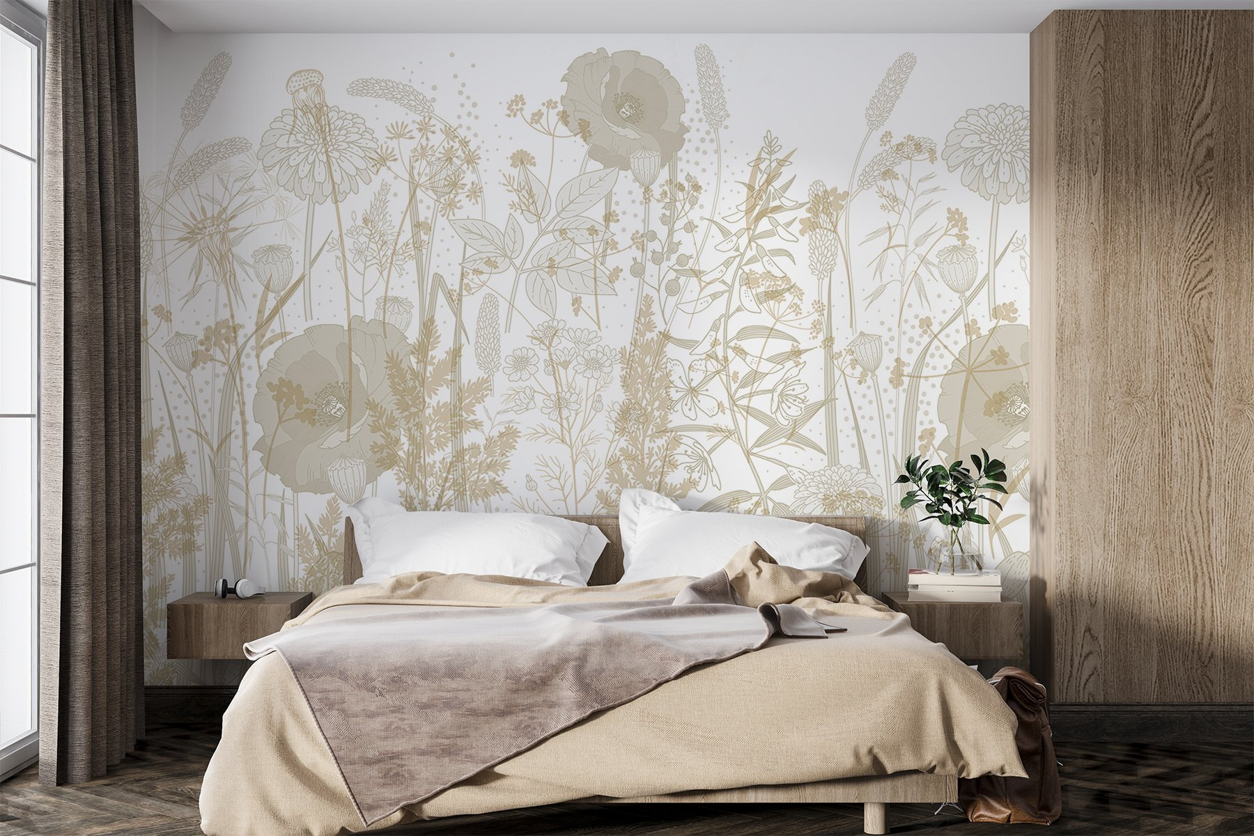 Delicate floral patterns in earthy tones