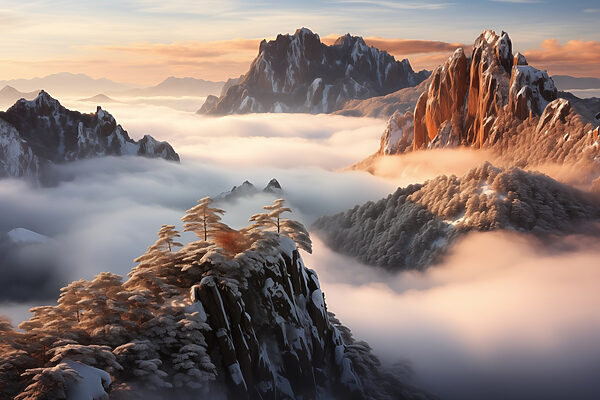 Bergkette mit Schnee und Wolken Bergkette mit Schnee und Wolken