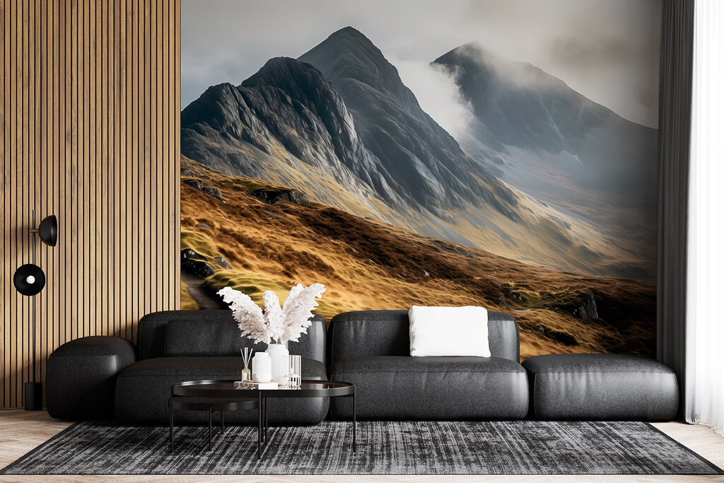 Mountain range with clouds