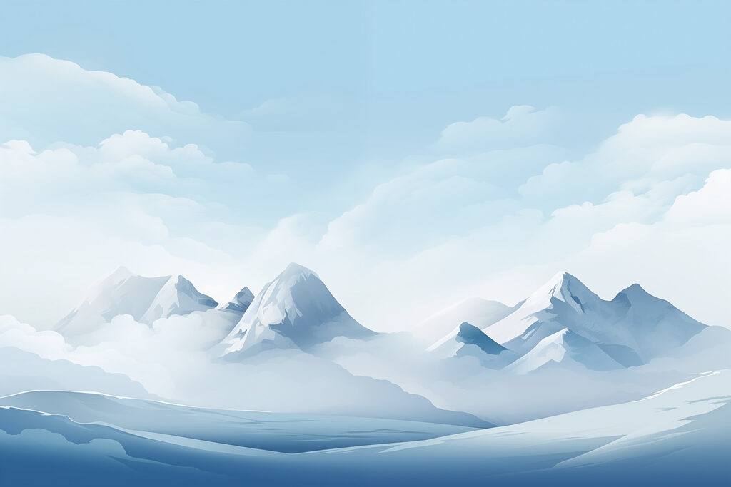Verschneites Gebirge mit Wolken Verschneites Gebirge mit Wolken