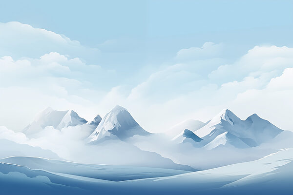 Verschneites Gebirge mit Wolken Verschneites Gebirge mit Wolken