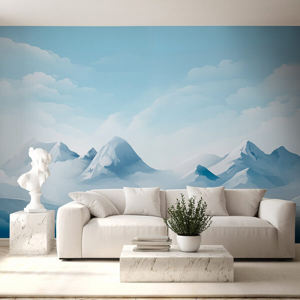 Verschneites Gebirge mit Wolken Verschneites Gebirge mit Wolken
