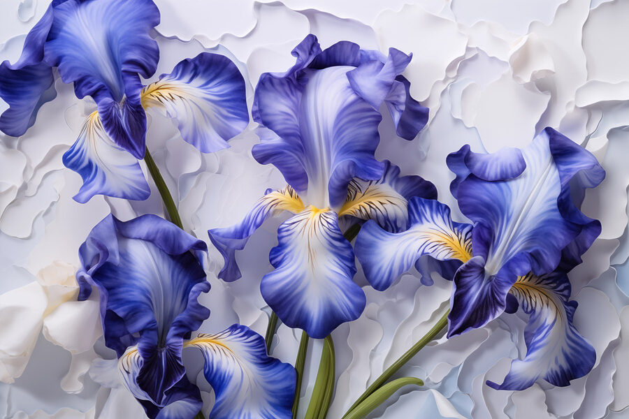 Gruppe von violetten und weißen Blumen
