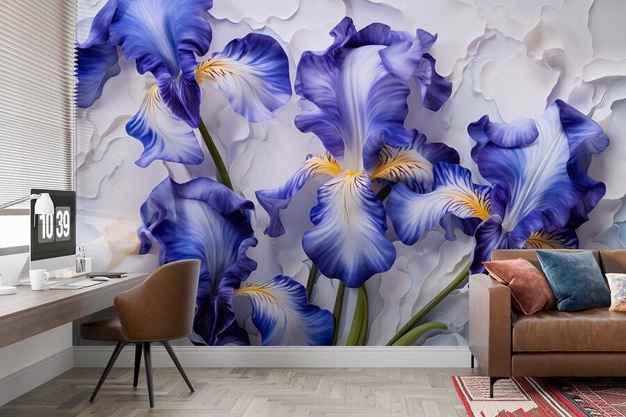 Gruppe von violetten und weißen Blumen