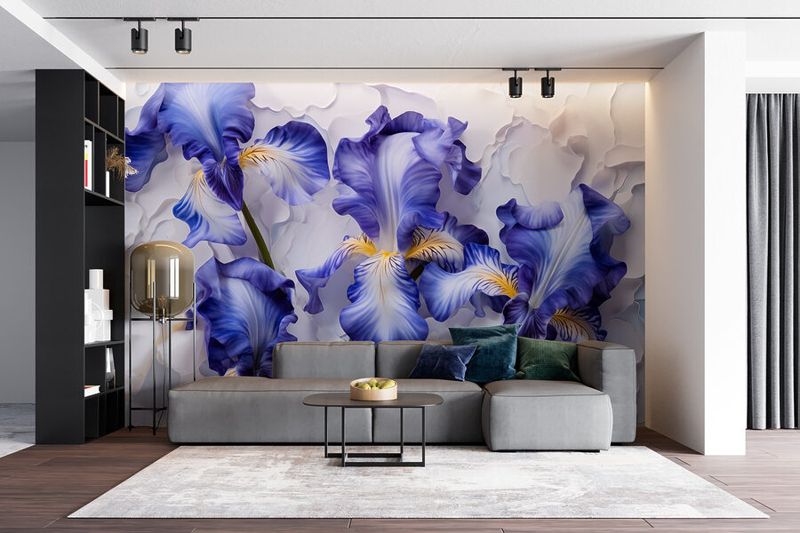 Gruppe von violetten und weißen Blumen