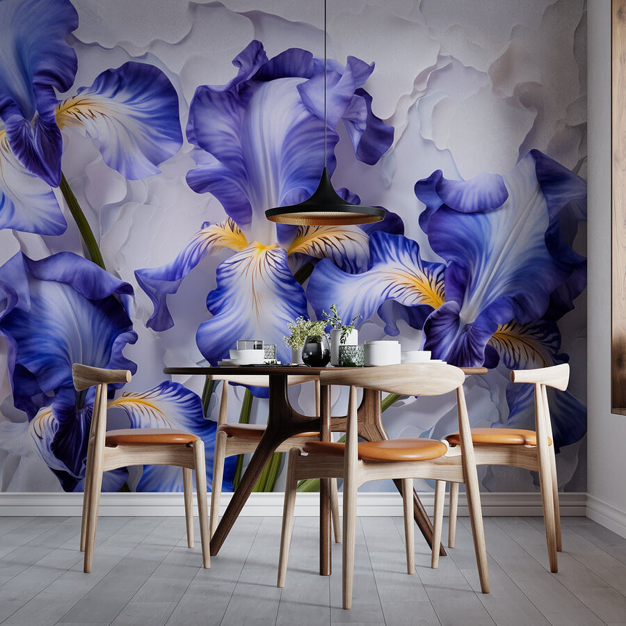Gruppe von violetten und weißen Blumen