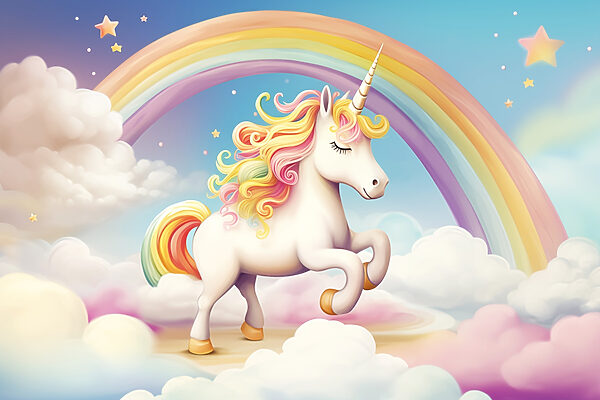 Einhorn mit Regenbogen und Wolken Einhorn mit Regenbogen und Wolken