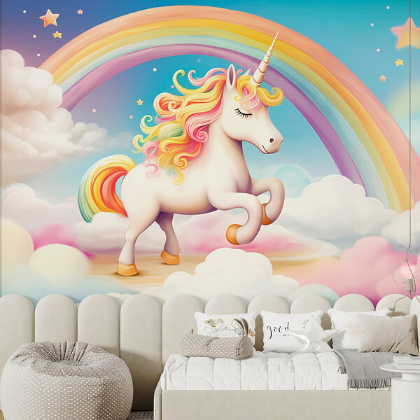 Einhorn mit Regenbogen und Wolken Einhorn mit Regenbogen und Wolken