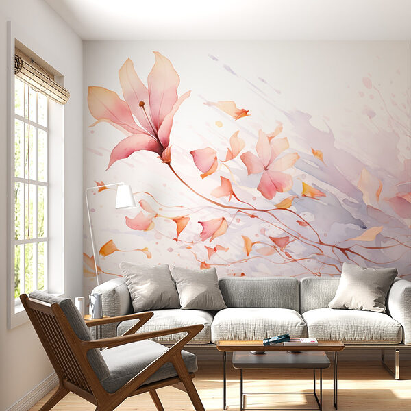 Aquarell von Blumen und Blättern Aquarell von Blumen und Blättern