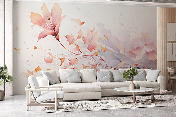 Aquarell von Blumen und Blättern Aquarell von Blumen und Blättern