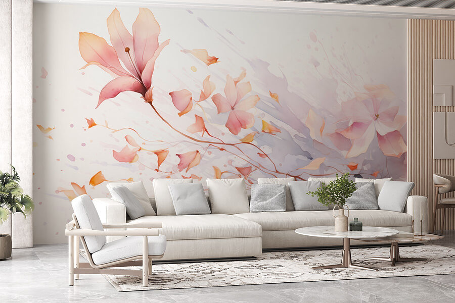 Aquarell von Blumen und Blättern