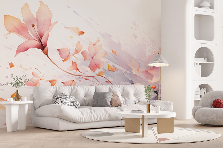 Aquarell von Blumen und Blättern