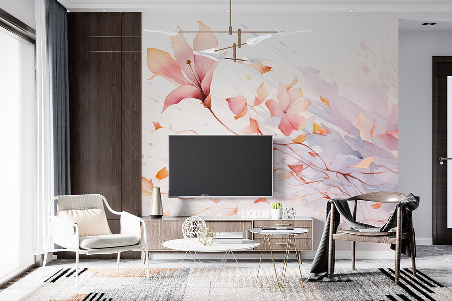 Aquarell von Blumen und Blättern