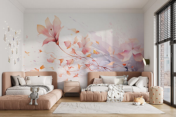 Aquarell von Blumen und Blättern Aquarell von Blumen und Blättern