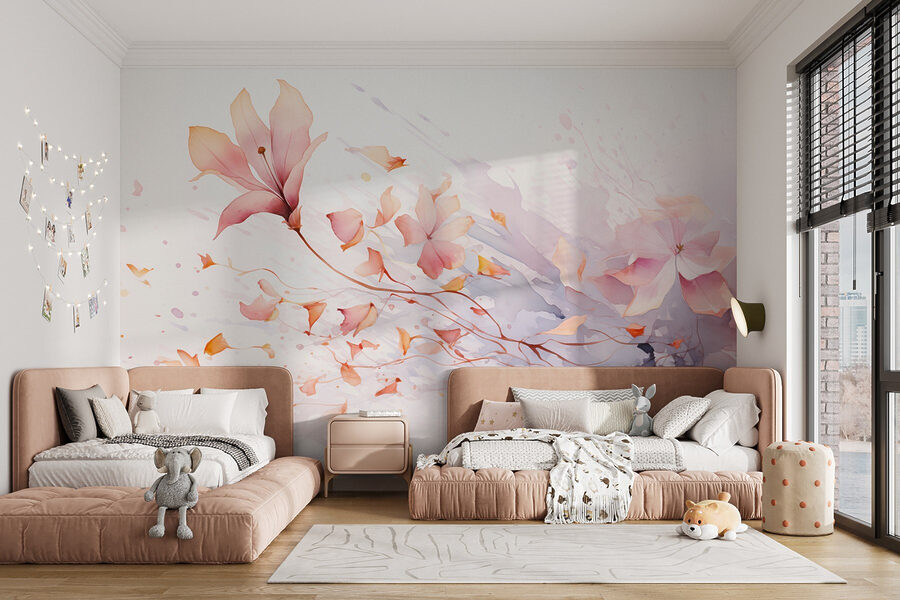 Aquarell von Blumen und Blättern