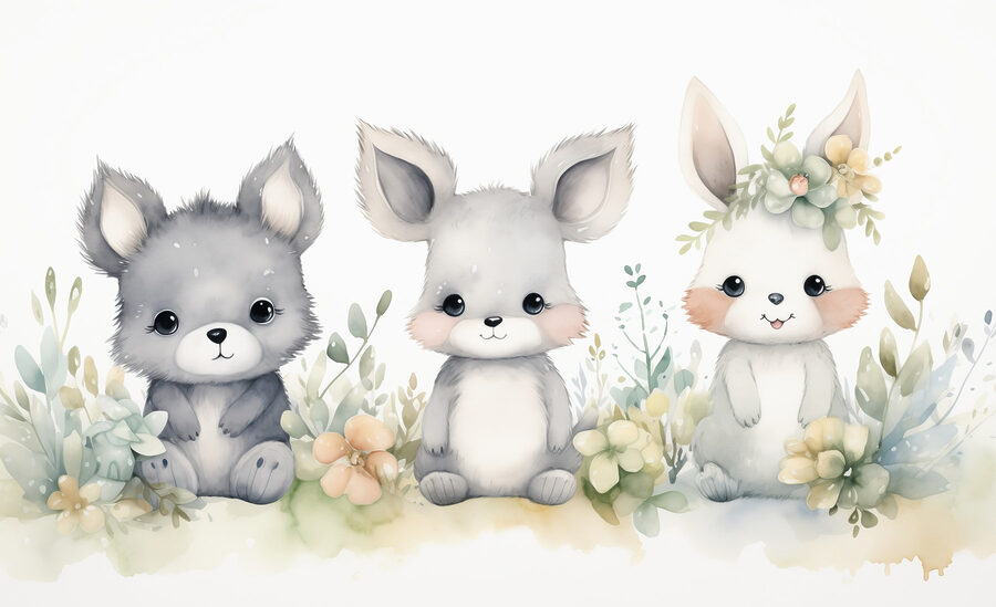 Gruppe von Tieren mit Blumen