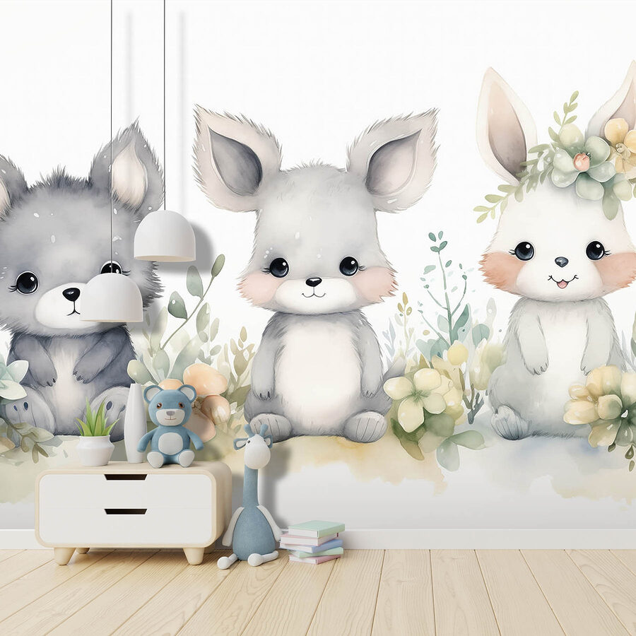 Gruppe von Tieren mit Blumen