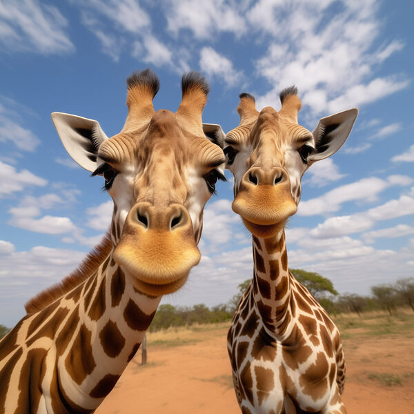 Zwei Giraffen stehen auf einem Feld Zwei Giraffen stehen auf einem Feld