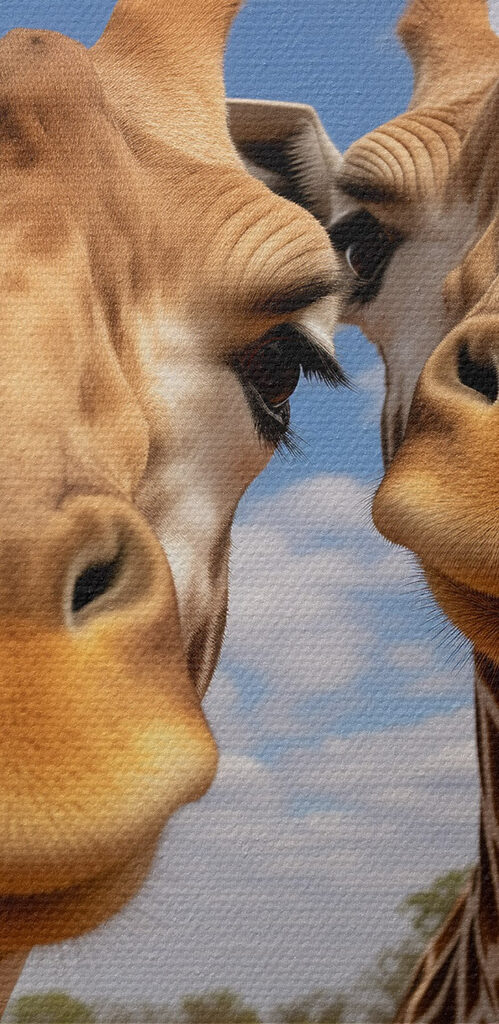 Two giraffes standing in a field