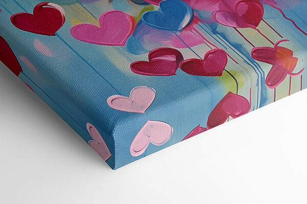 Painting of hearts on a blue background