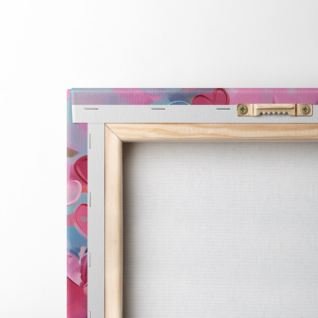 Painting of hearts on a blue background