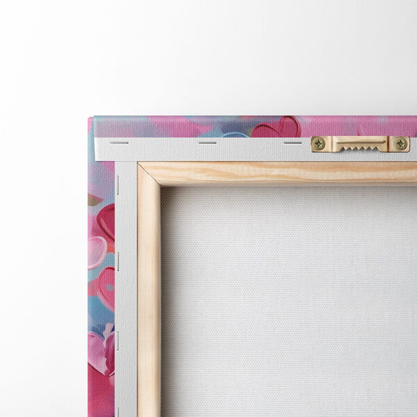 Painting of hearts on a blue background