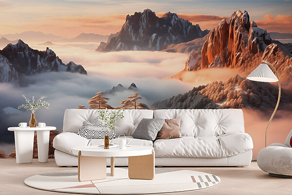Bergkette mit Schnee und Wolken Bergkette mit Schnee und Wolken