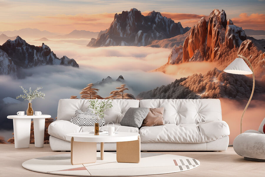 Bergkette mit Schnee und Wolken Bergkette mit Schnee und Wolken