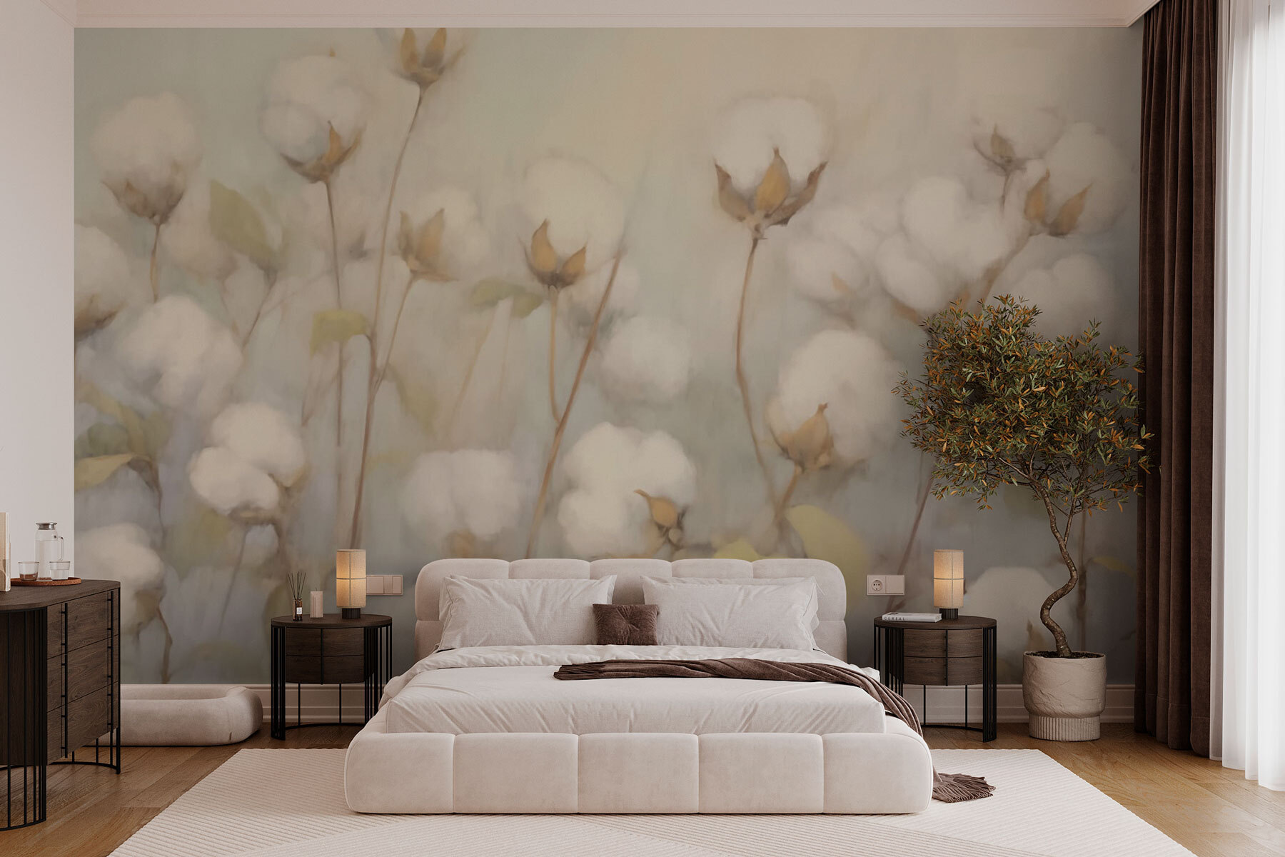 Painting of cotton flowers