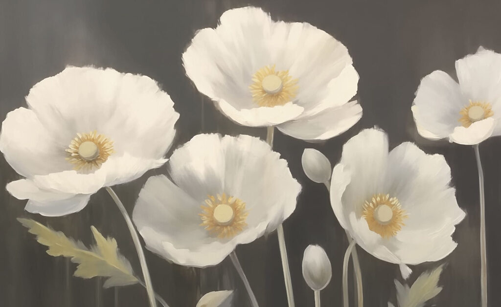 Malerei von weißen Blumen Malerei von weißen Blumen