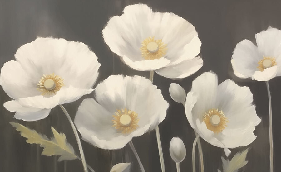 Malerei von weißen Blumen Malerei von weißen Blumen